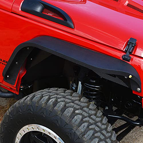 DV8 Offroad | FENDB-06 | Fender Flare Set fits 2007-2018 Wrangler JK | Steel Construction | Flat Top Design | Slim Width | Complete Set of 4