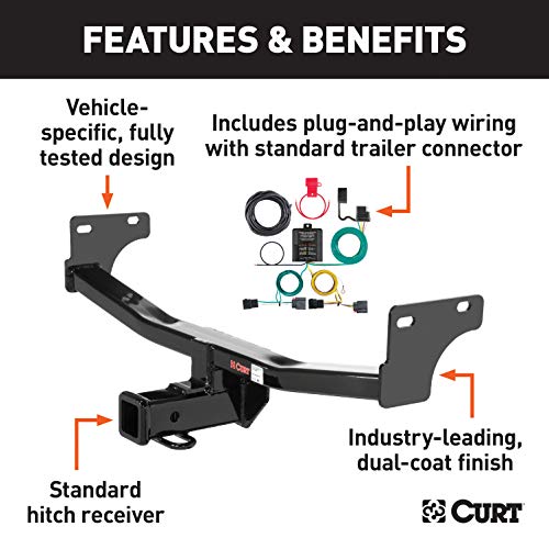 CURT 99318 Class 3 Trailer Hitch, 2-Inch Receiver, 4-Pin Wiring Harness, Select Jeep Patriot