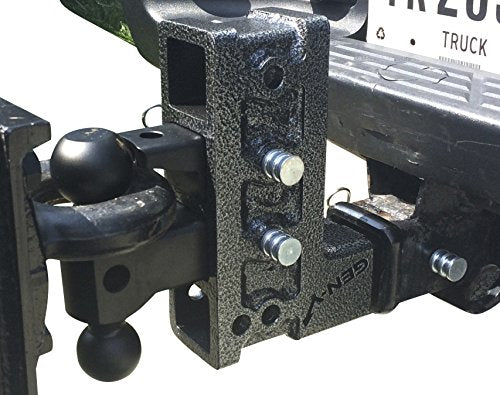 GEN-Y GH-424 MEGA-Duty Adjustable 5" Offset Drop Hitch with GH-031 Versa-Ball, GH-032 Pintle Lock for 2" Receiver - 10,000 LB Towing Capacity - 1,500 LB Tongue Weight