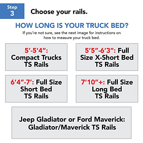 TruXedo Elevate TS Rails | 1118359 | Fits 6'4" to 7' Beds - Standard Short Beds (72" Rail Length) | RAILS & Cleats Only