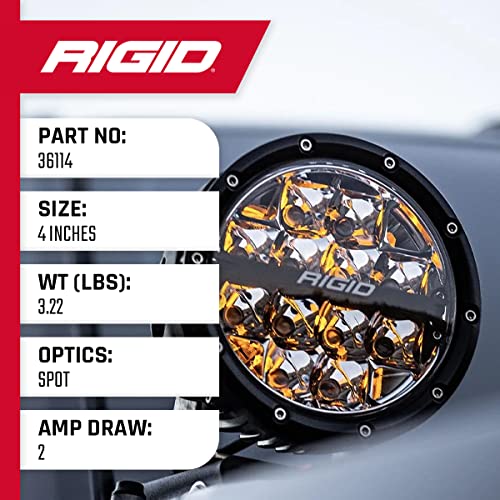 Rigid Industries 36114 | 360-Series 4" LED Off-Road Spot Beam w/Amber Backlight