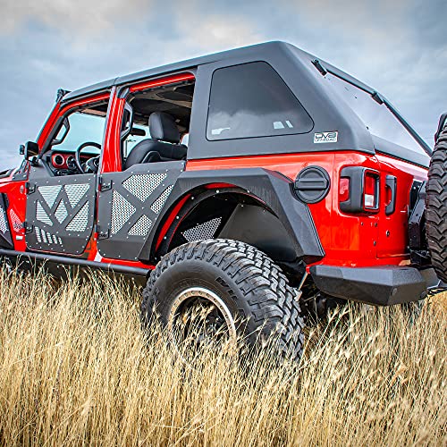 DV8 Offroad |Inner Fender Set for 2018-Current Wrangler JL | Rear Wheel Well Liners | Aluminum Construction | Vented Air Panels | Frame Protection | Anodized Finish | INFEND-03RB