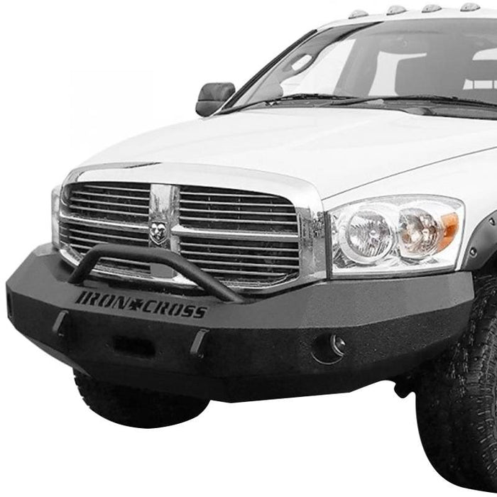 Iron Cross 22-615-06 Winch Front Bumper w/ Push Bar for Dodge Ram 1500 2006-2008 - Gloss Black