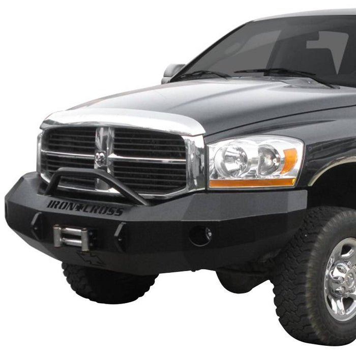 Iron Cross 22-625-06 Winch Front Bumper w/ Push Bar for Dodge Ram 2500/3500 2006-2009 - Gloss Black