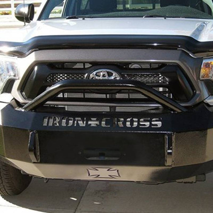 Iron Cross 22-705-12 Winch Front Bumper w/ Push Bar for Toyota Tacoma 2012-2015 - Gloss Black