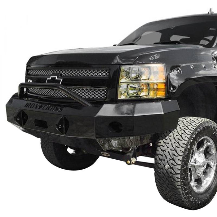 Iron Cross 22-515-07 Winch Front Bumper w/ Push Bar for Chevy Silverado 1500HD 2007-2013 - Gloss Black