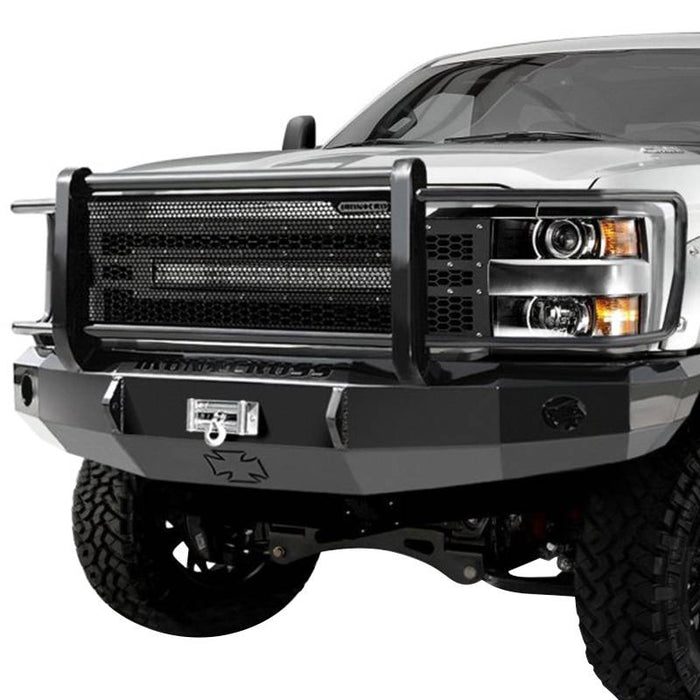 Iron Cross 24-525-15 Winch Front Bumper w/ Grille Guard for Chevy Silverado 2500HD/3500 2015-2019 - Gloss Black