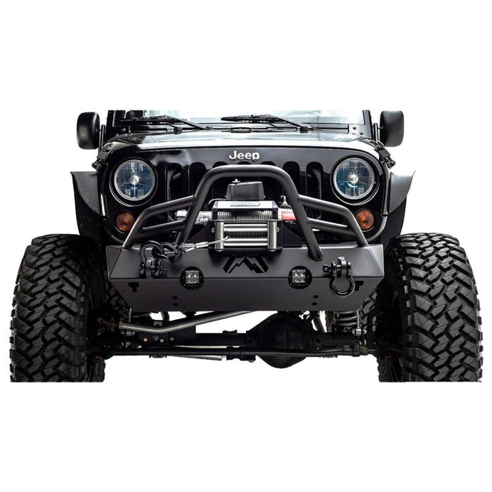 Fab Fours JK07-B1854-1 Stubby Winch Front Bumper w/ Pre-Runner Guard for Jeep Wrangler JK 2007-2018