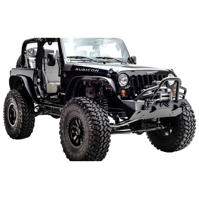 Fab Fours JK07-B1854-1 Stubby Winch Front Bumper w/ Pre-Runner Guard for Jeep Wrangler JK 2007-2018