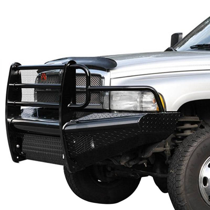 Fab Fours DR94-S1560-1 Black Steel Front Bumper w/ Full Grille Guard for Dodge Ram 2500 HD/3500 HD/4500 HD/5500 HD 1994-2002