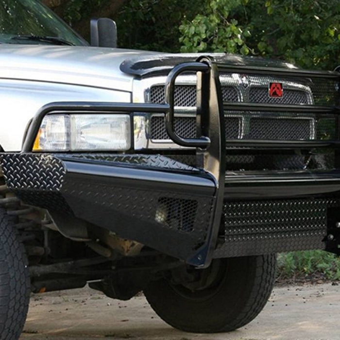 Fab Fours DR94-S1560-1 Black Steel Front Bumper w/ Full Grille Guard for Dodge Ram 2500 HD/3500 HD/4500 HD/5500 HD 1994-2002