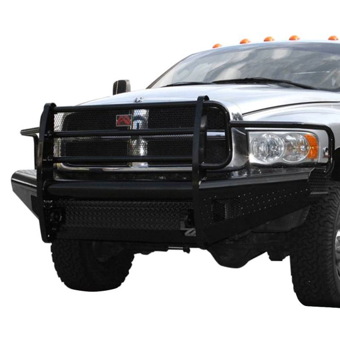 Fab Fours DR03-S1060-1 Black Steel Front Bumper w/ Full Grille Guard for Dodge Ram 2500 HD/3500 HD/4500 HD/5500 HD 2003-2005