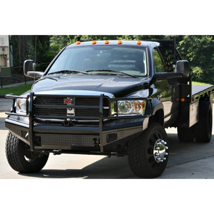 Fab Fours DR06-S1160-1 Black Steel Front Bumper w/ Full Grille Guard for Dodge Ram 2500 HD/3500 HD/4500 HD/5500 HD 2006-2009