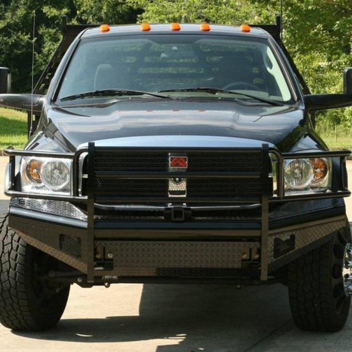 Fab Fours DR06-S1160-1 Black Steel Front Bumper w/ Full Grille Guard for Dodge Ram 2500 HD/3500 HD/4500 HD/5500 HD 2006-2009