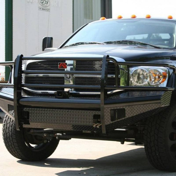 Fab Fours DR06-S1160-1 Black Steel Front Bumper w/ Full Grille Guard for Dodge Ram 2500 HD/3500 HD/4500 HD/5500 HD 2006-2009