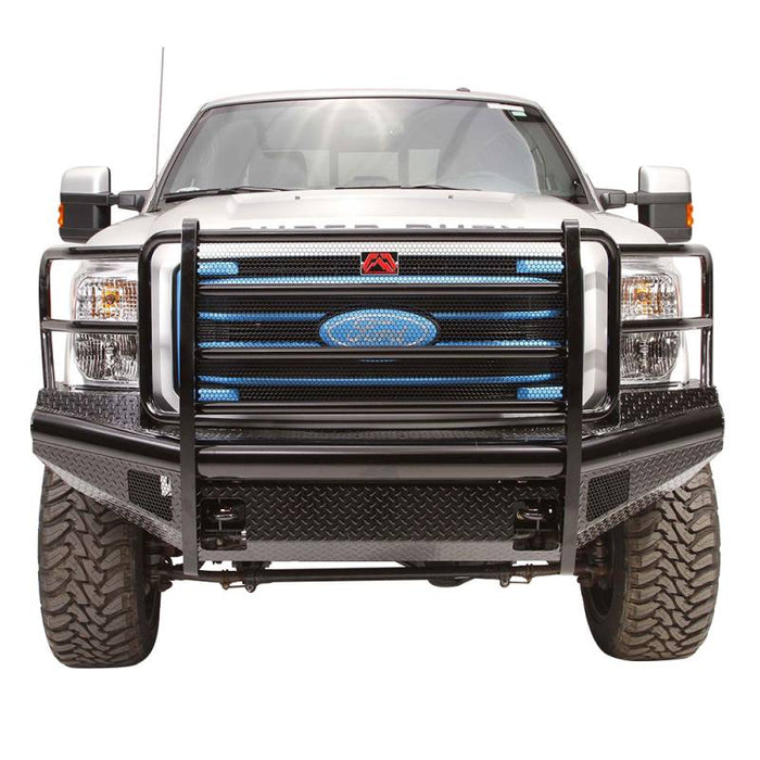 Fab Fours FS11-S2560-1 Black Steel Front Bumper w/ Full Grille Guard for Ford F250/F350/F450/F550 2011-2016