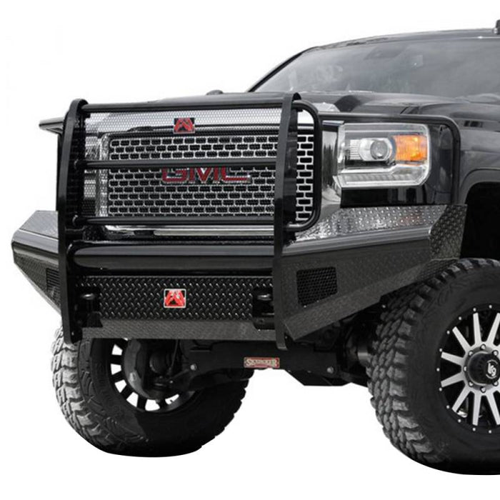 Fab Fours GM08-S2160-1 Black Steel Front Bumper w/ Full Grille Guard for GMC Sierra 2500HD/3500 2007-2010