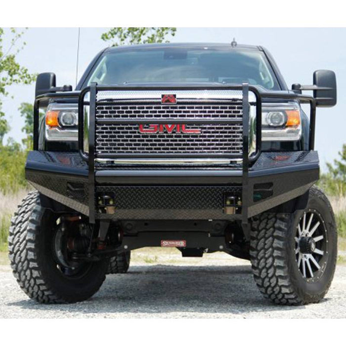 Fab Fours GM08-S2160-1 Black Steel Front Bumper w/ Full Grille Guard for GMC Sierra 2500HD/3500 2007-2010