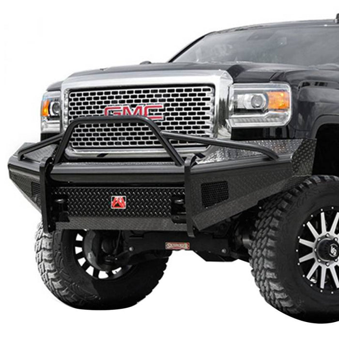 Fab Fours GM08-S2162-1 Black Steel Front Bumper w/ Pre-Runner Guard for GMC Sierra 2500HD/3500 2007-2010