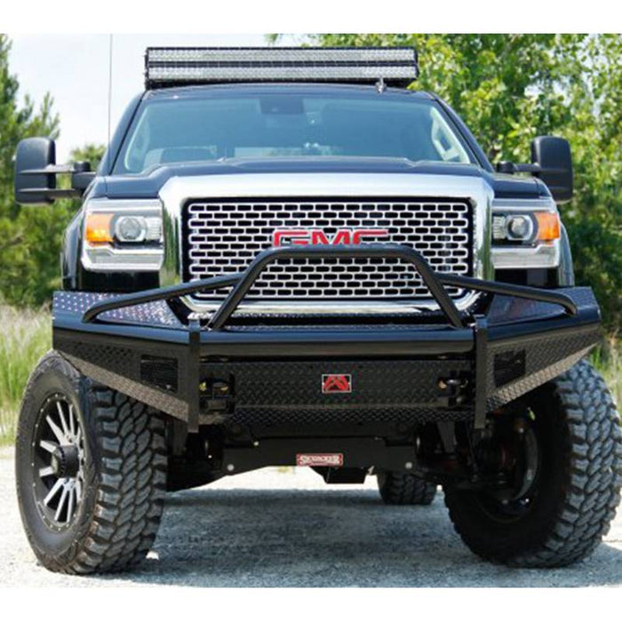 Fab Fours GM08-S2162-1 Black Steel Front Bumper w/ Pre-Runner Guard for GMC Sierra 2500HD/3500 2007-2010