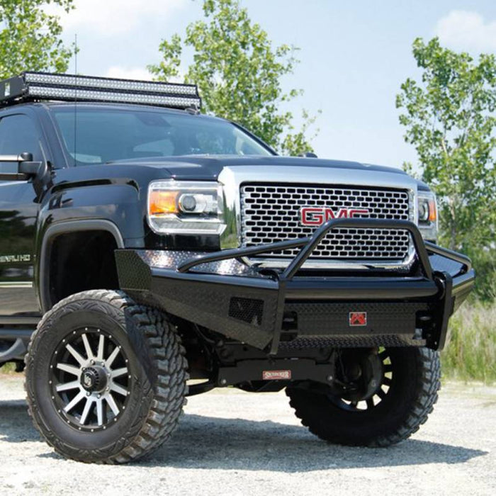 Fab Fours GM08-S2162-1 Black Steel Front Bumper w/ Pre-Runner Guard for GMC Sierra 2500HD/3500 2007-2010