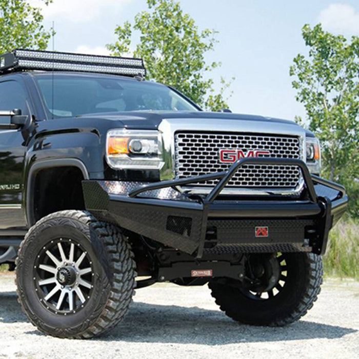 Fab Fours GM11-S2862-1 Black Steel Front Bumper w/ Pre-Runner Guard for GMC Sierra 2500HD/3500 2011-2014