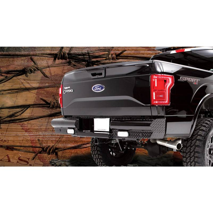 Fab Fours FF15-T3250-1 Black Steel Rear Bumper w/ Sensor Holes for Ford F150 2018-2020