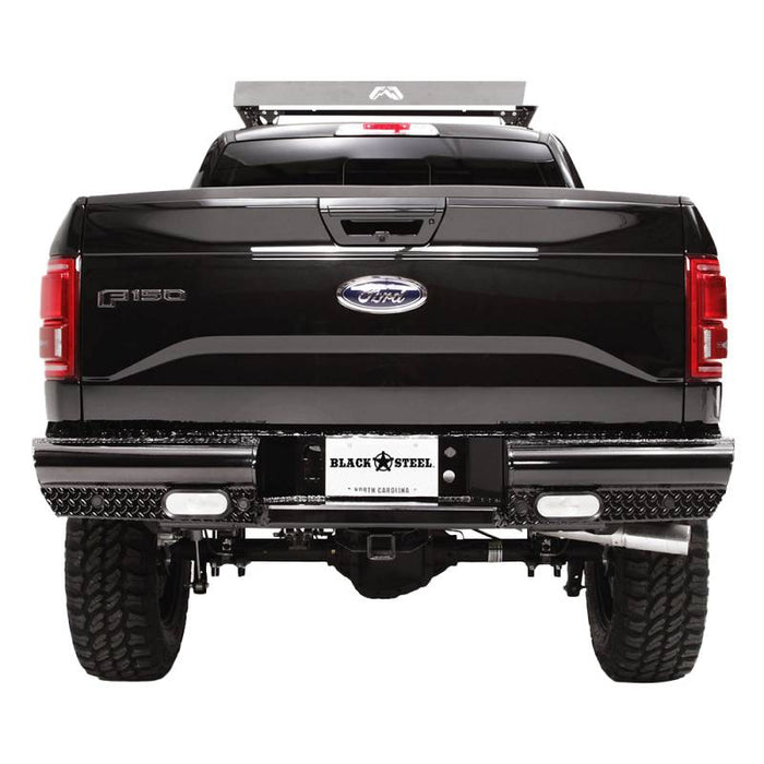 Fab Fours FF15-T3250-1 Black Steel Rear Bumper w/ Sensor Holes for Ford F150 2018-2020