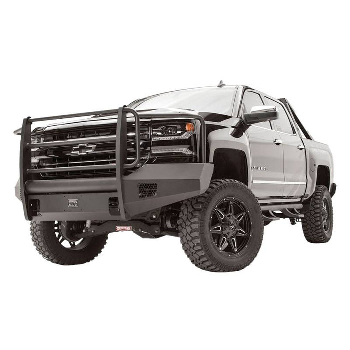 Fab Fours CS16-R3860-1 Black Steel Elite Smooth Front Bumper w/ Full Guard for Chevy Silverado 1500 2016-2018