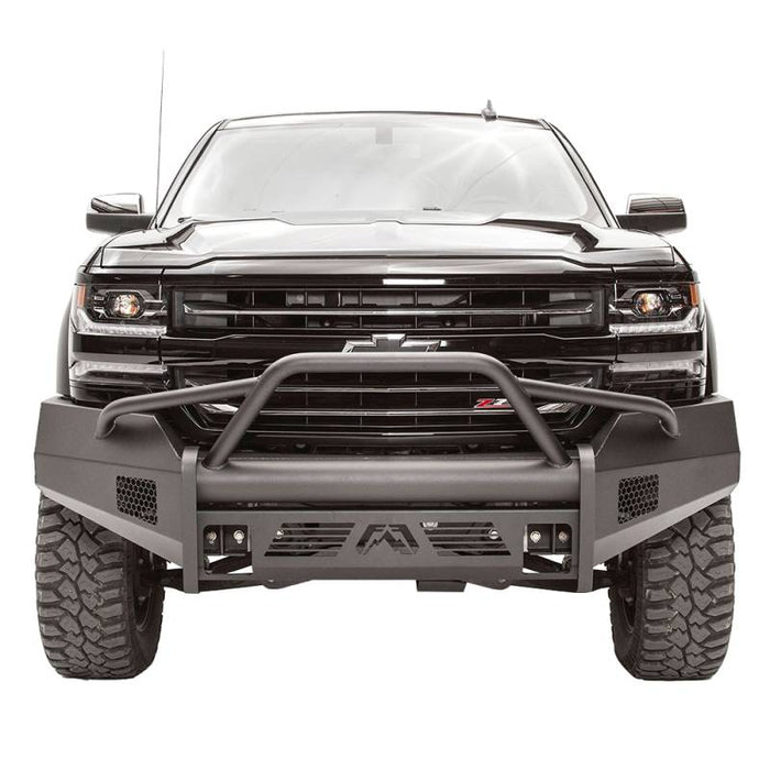 Fab Fours CS16-R3862-1 Black Steel Elite Smooth Front Bumper w/ Pre-Runner Guard for Chevy Silverado 1500 2016-2018