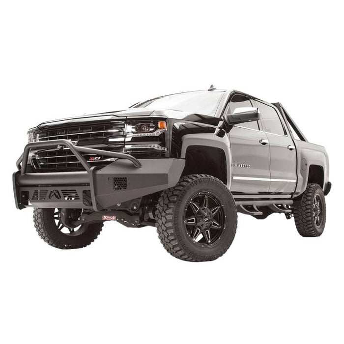 Fab Fours CS16-R3862-1 Black Steel Elite Smooth Front Bumper w/ Pre-Runner Guard for Chevy Silverado 1500 2016-2018