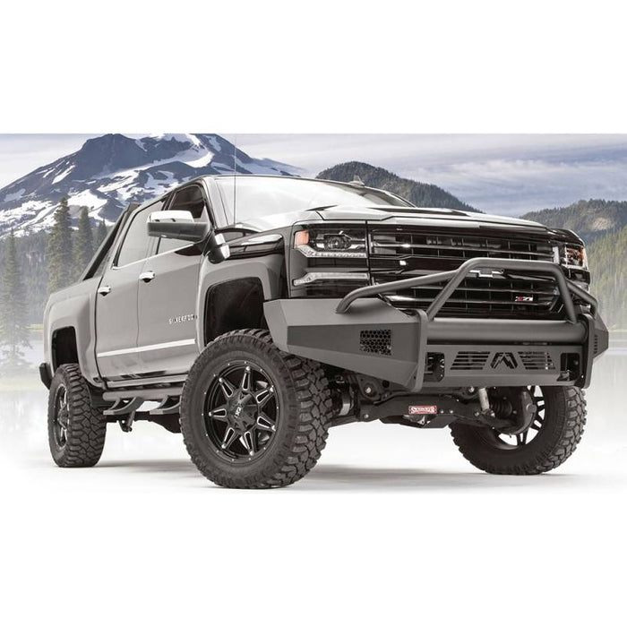 Fab Fours CS16-R3862-1 Black Steel Elite Smooth Front Bumper w/ Pre-Runner Guard for Chevy Silverado 1500 2016-2018