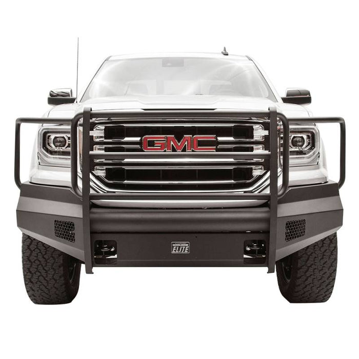 Fab Fours GS16-R3960-1 Black Steel Elite Smooth Front Bumper w/ Full Guard for GMC Sierra 1500 2016-2018