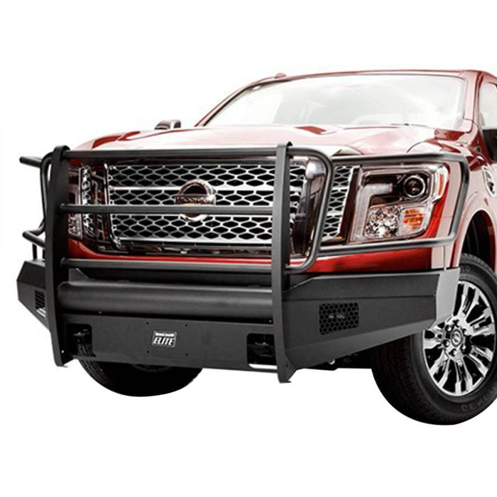 Fab Fours NT16-R3760-1 Black Steel Elite Smooth Front Bumper w/ Full Guard for Nissan Titan XD Only 2016-2021