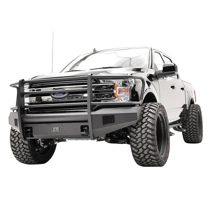 Fab Fours FF18-R4560-1 Black Steel Elite Smooth Front Bumper w/ Full Guard for Ford F150 2018-2020
