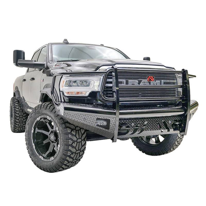 Fab Fours DR19-S4460-1 Black Steel Front Bumper w/ Full Grille Guard for Dodge Ram 2500/3500 2019-2022 New Body Style