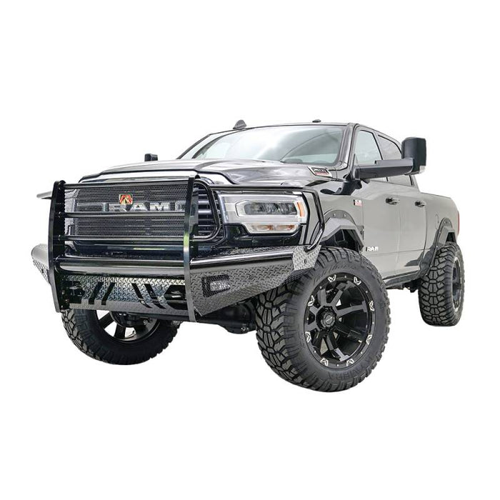 Fab Fours DR19-S4460-1 Black Steel Front Bumper w/ Full Grille Guard for Dodge Ram 2500/3500 2019-2022 New Body Style