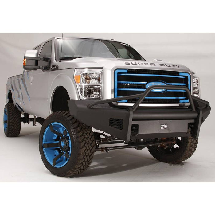 Fab Fours FS11-Q2562-1 Black Steel Elite Smooth Front Bumper w/ Pre-Runner Guard for Ford F250/F350/F450/F550 2011-2016