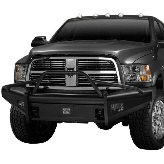 Fab Fours DR94-Q1562-1 Black Steel Elite Smooth Front Bumper w/ Pre-Runner Guard for Dodge Ram 2500/3500 1994-2002