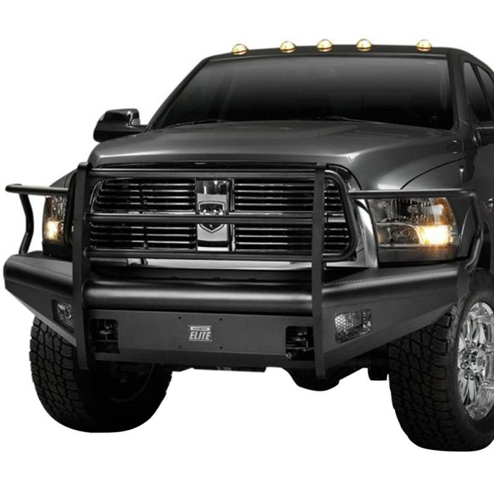 Fab Fours DR06-Q1160-1 Black Steel Elite Smooth Front Bumper w/ Full Guard for Dodge Ram 2500/3500/4500/5500 2006-2009