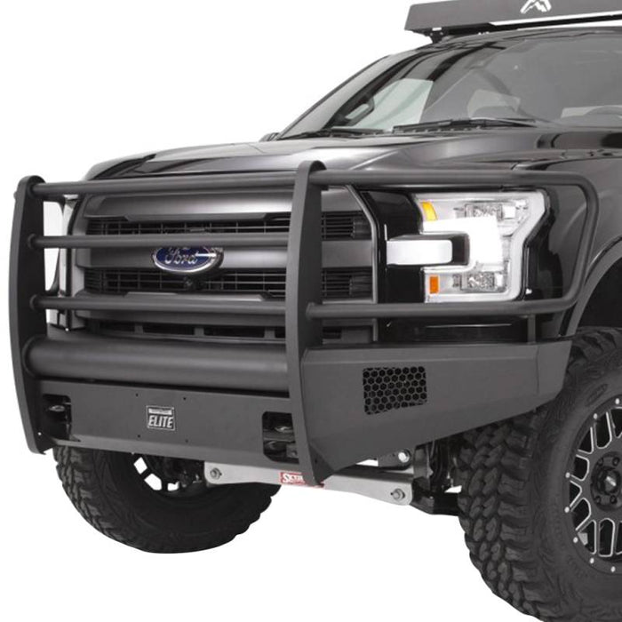 Fab Fours FF09-R1960-1 Black Steel Elite Smooth Front Bumper w/ Full Guard for Ford F150 2009-2014