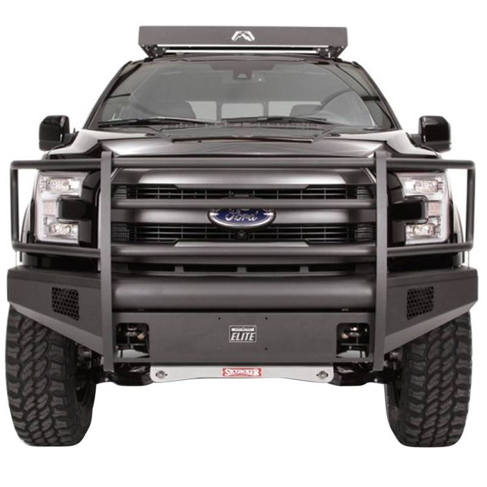 Fab Fours FF09-R1960-1 Black Steel Elite Smooth Front Bumper w/ Full Guard for Ford F150 2009-2014