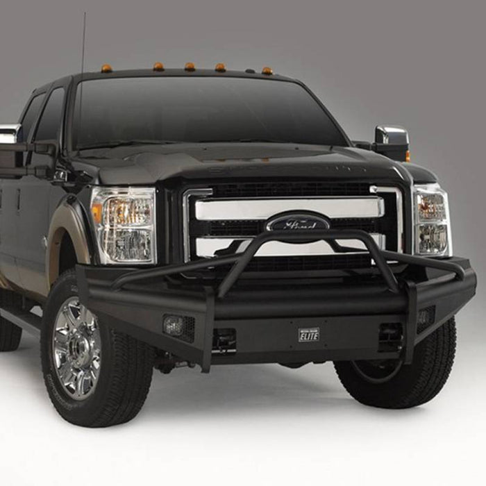 Fab Fours FS99-Q1662-1 Black Steel Elite Smooth Front Bumper w/ Pre-Runner Guard for Ford F250/F350 1999-2004