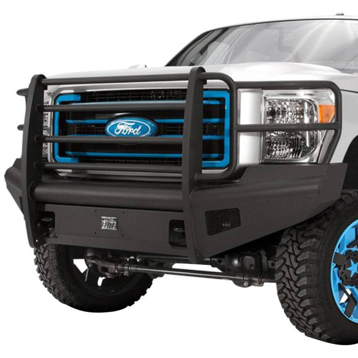Fab Fours FS08-Q1960-1 Black Steel Elite Smooth Front Bumper w/ Full Guard for Ford F250/F350 2008-2010