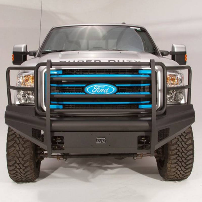 Fab Fours FS08-Q1960-1 Black Steel Elite Smooth Front Bumper w/ Full Guard for Ford F250/F350 2008-2010