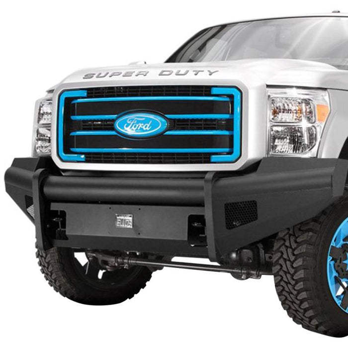 Fab Fours FS08-Q1961-1 Black Steel Elite Smooth Front Bumper for Ford F250/F350 2008-2010