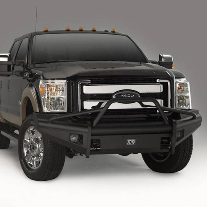 Fab Fours FS08-Q1962-1 Black Steel Elite Smooth Front Bumper w/ Pre-Runner Guard for Ford F250/F350 2008-2010