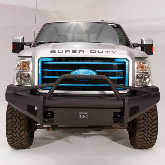 Fab Fours FS08-Q1962-1 Black Steel Elite Smooth Front Bumper w/ Pre-Runner Guard for Ford F250/F350 2008-2010