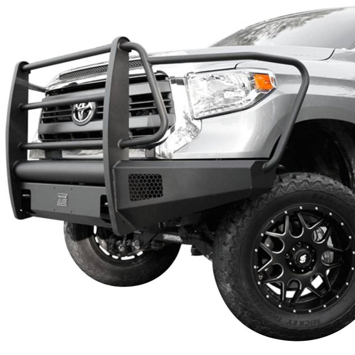 Fab Fours TT07-R1860-1 Black Steel Elite Smooth Front Bumper w/ Full Guard for Toyota Tundra 2007-2013