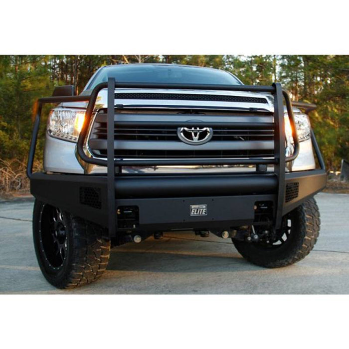 Fab Fours TT07-R1860-1 Black Steel Elite Smooth Front Bumper w/ Full Guard for Toyota Tundra 2007-2013